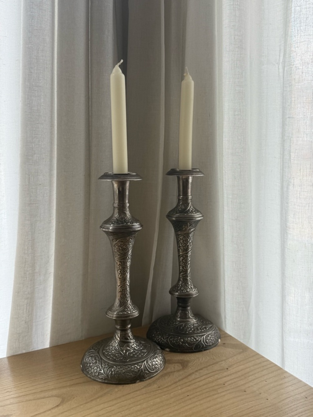 Vintage Silverplate Candlesticks Pair Ornate Bordeaux 12” Heavy Weight